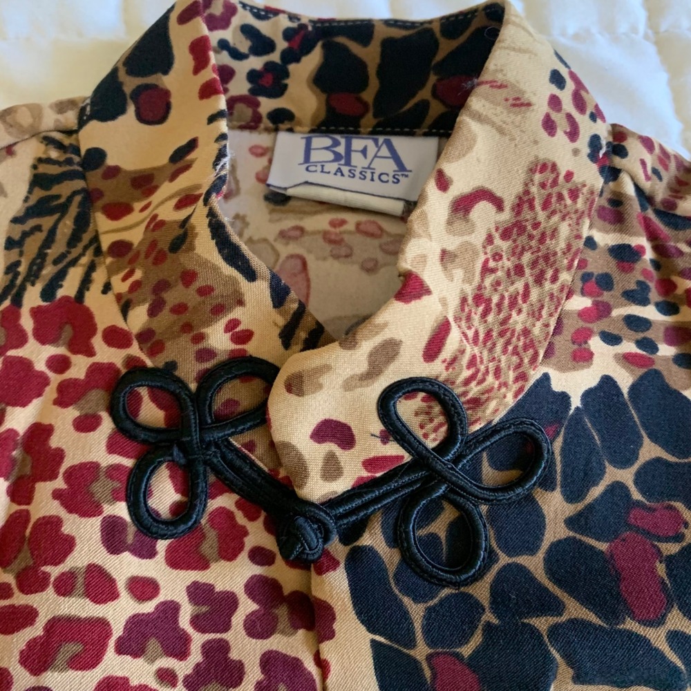 BFA Classics Womens 12 Animal Print Jacket Frog Closure Made USA Safari Vintage - Picture 4 of 8